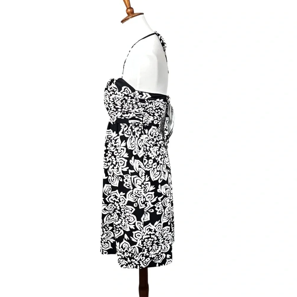Toes on the Nose Women’s Black White Floral Swim Cover Up Dress Medium Boho